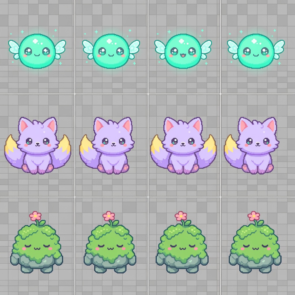 Cute Pet Creatures Sprite Sheet (1 / 4)