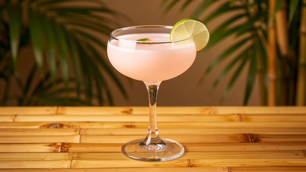 Hemingway Daiquiri in a coupe glass with pale pink color from grapefruit juice, showing the elegant citrus-forward profile