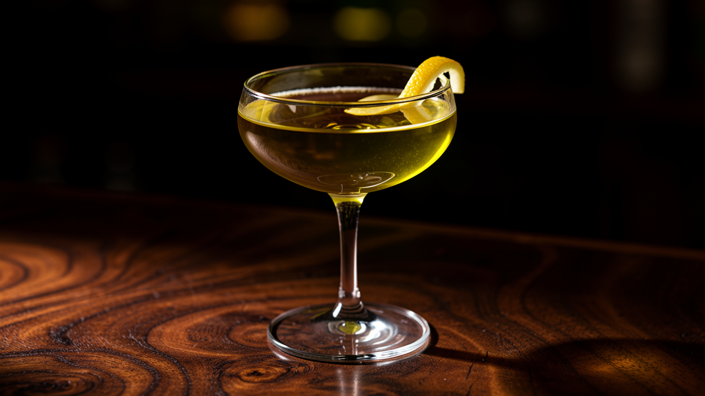 Perfect Chartreuse Manhattan in a coupe glass showing the rich amber-gold color from rye, green Chartreuse, and split vermouth