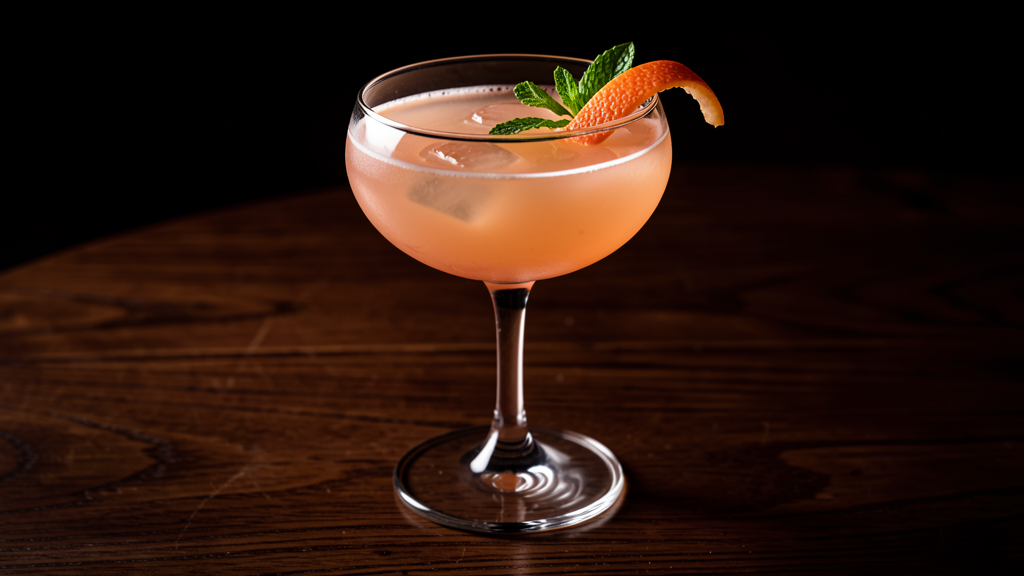 Scotch Smash cocktail in a rocks glass showing the pale golden-amber color from Japanese Toki whisky, Campari, and fresh grapefruit