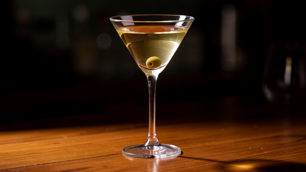 Martini de Jerez in a crystal martini glass with pale gold liquid
