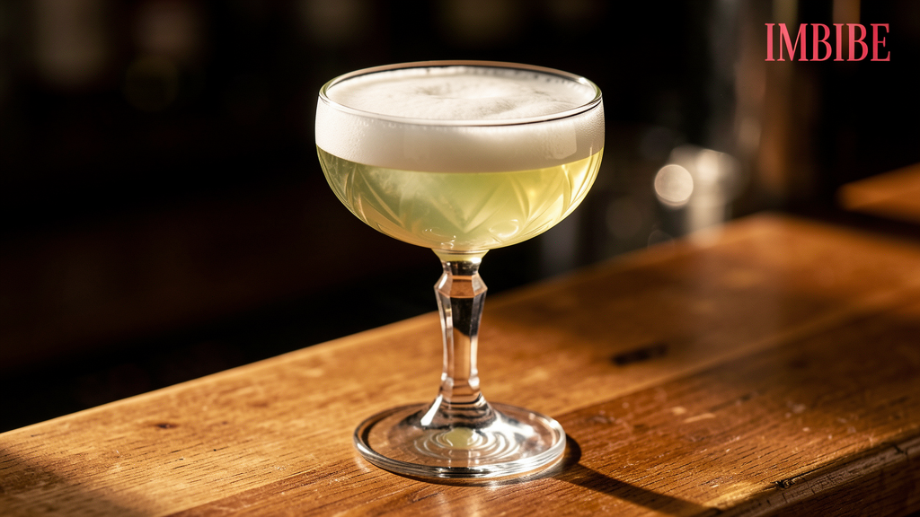 Fresh House Sour in a crystal coupe with egg white foam