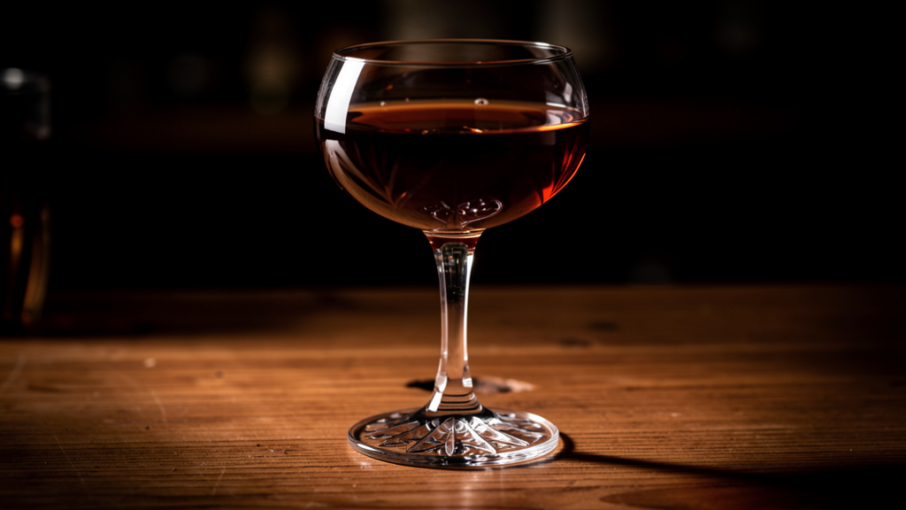 Midnight Moves in a wide antique crystal coupe glass