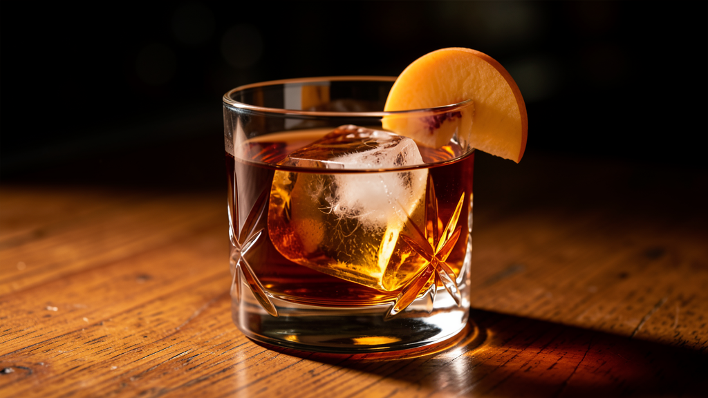 Southern Trilogy in a crystal rocks glass with amber bourbon