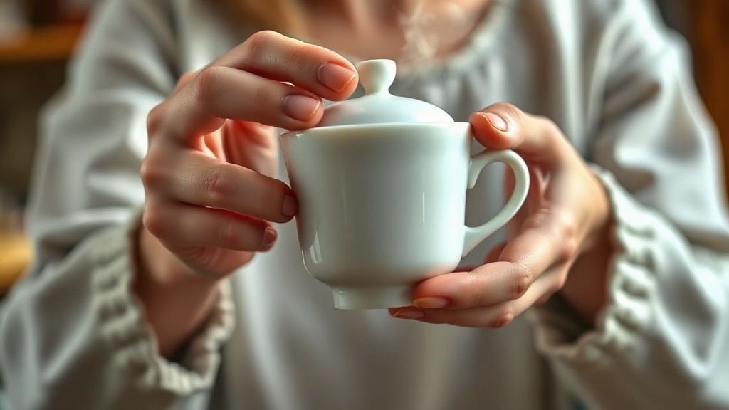 Prise en main d'un gaiwan avec la technique des trois doigts pour verser le thé