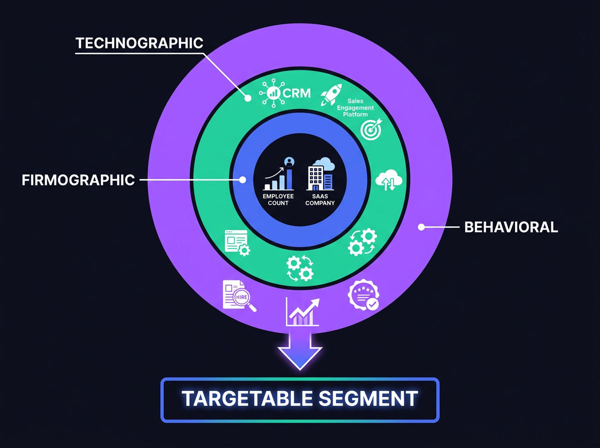 Concentric ring diagram showing ICP layers for demand generation targeting