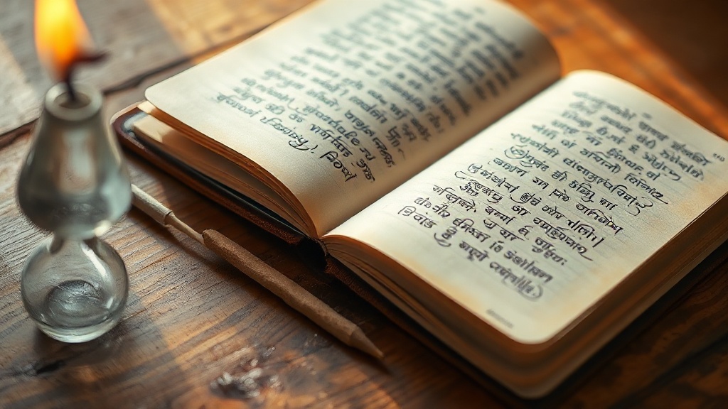 Journal ouvert avec calligraphie et bâton d'encens allumé, évoquant la réflexion éthique et le karma bouddhiste