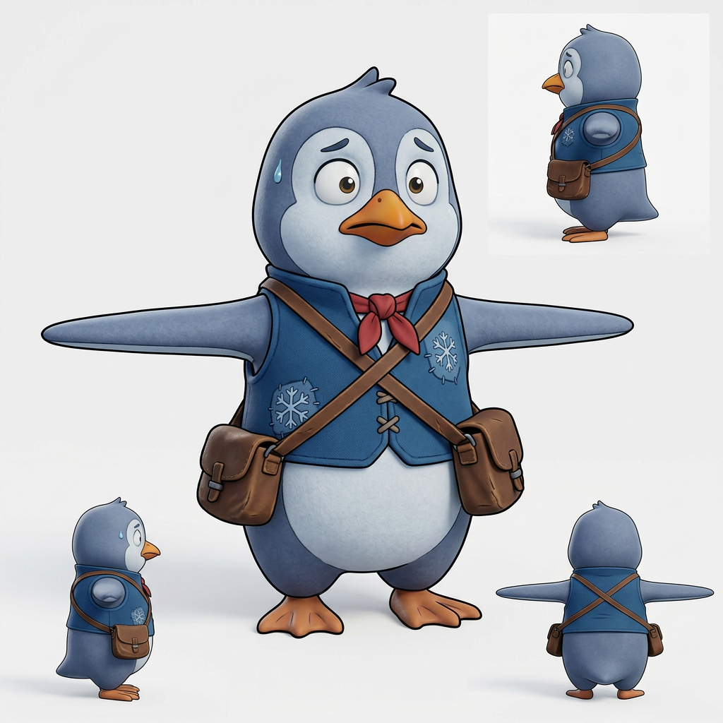 Cartoon Penguin Hero (3)