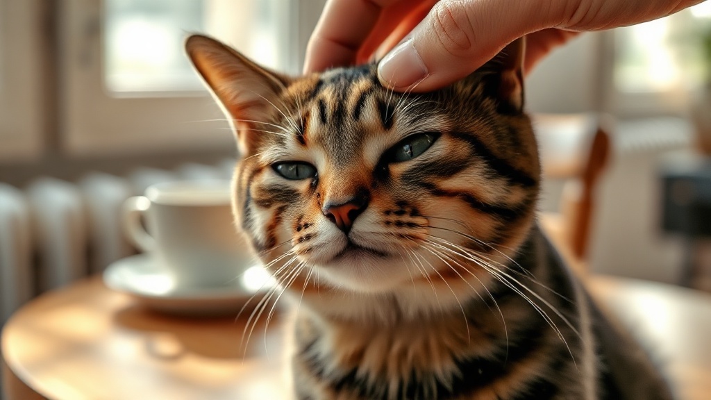 Chat ronronnant sous les caresses, machine à relaxation naturelle
