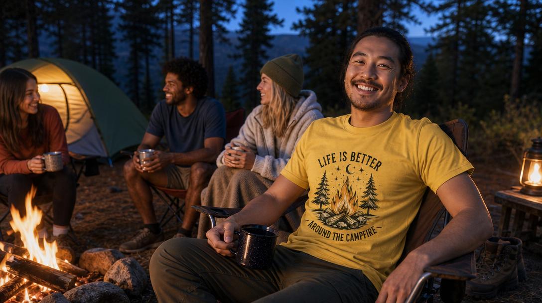 Person wearing a technical hiking shirt on the trail