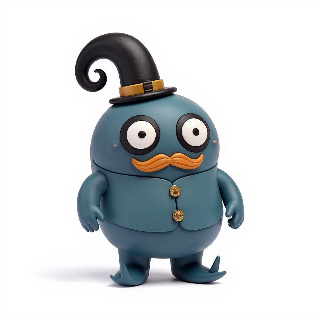 Professor Inkblot — Professor Inkblot, a complex steampunk octopus wizard with eight curling tentacles, a tall top hat with a tiny gear, a monocle over one big 