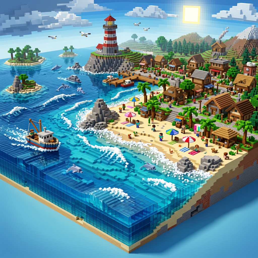 ocean water with voxel sandbox