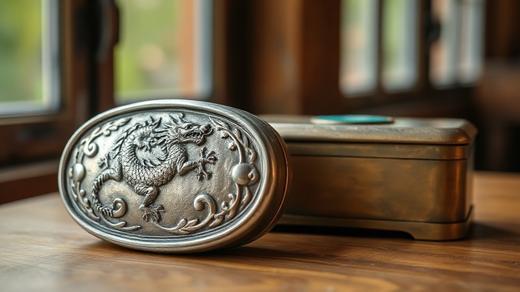 Two traditional Tibetan gau boxes in silver and gilt copper with turquoise inlay on wooden surface