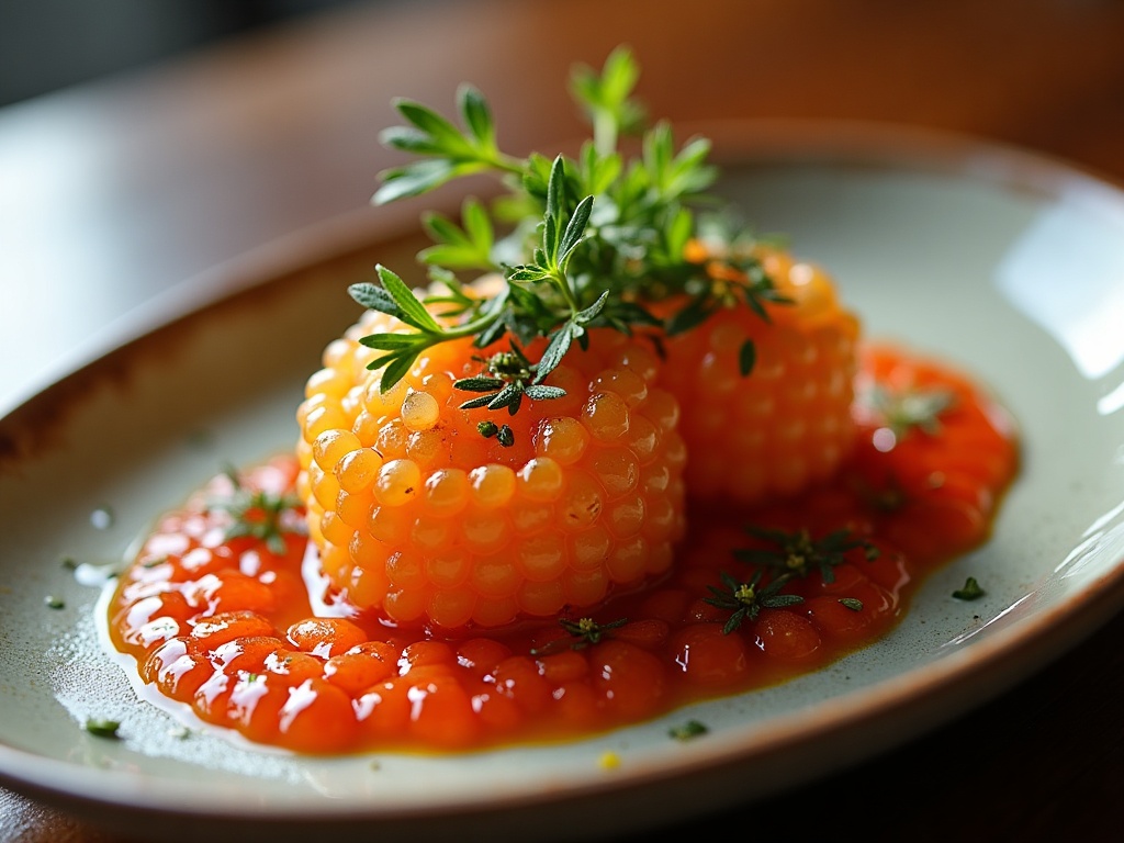 Bright orange wild salmon roe, large fresh eggs