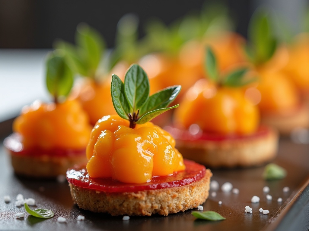 Smoked salmon and caviar canapé cones on a serving platter