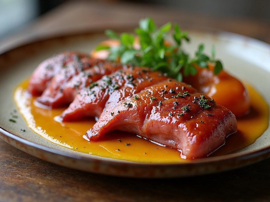Whole roasted Spanish suckling pig, cochinillo, with crisp crackling on a serving board