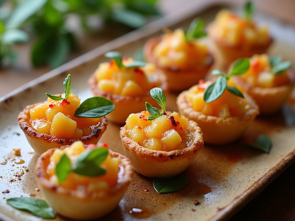 Caviar canapés with golden Almaz caviar on cocktail blinis, elegant dinner-party bites