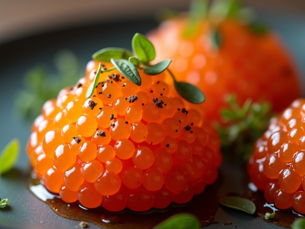 Thanksgiving caviar appetiser on a harvest-themed dinner table