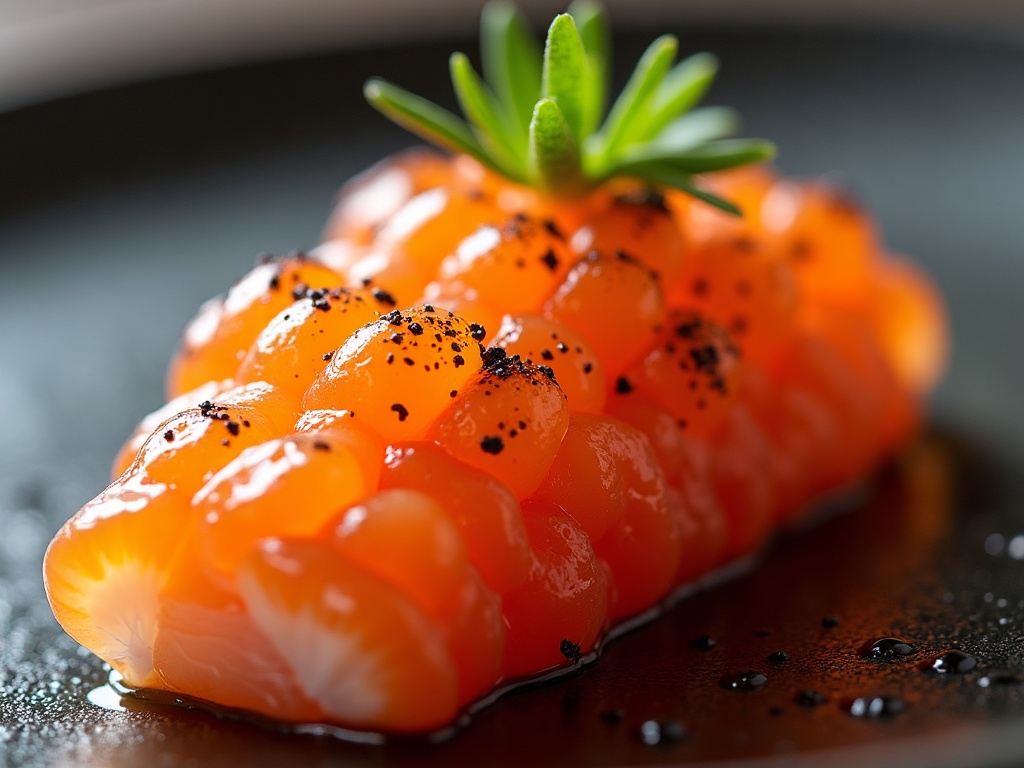 Bright orange wild salmon roe, large fresh eggs