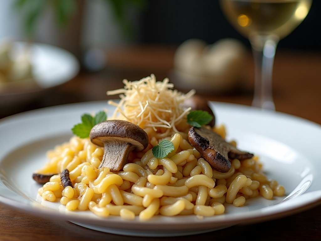 Wild mushroom risotto with truffle shavings