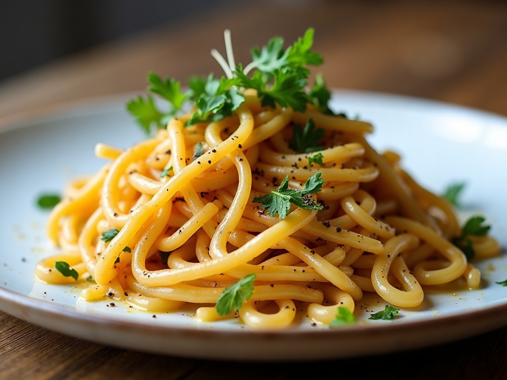 Truffle butter linguine with truffle shavings