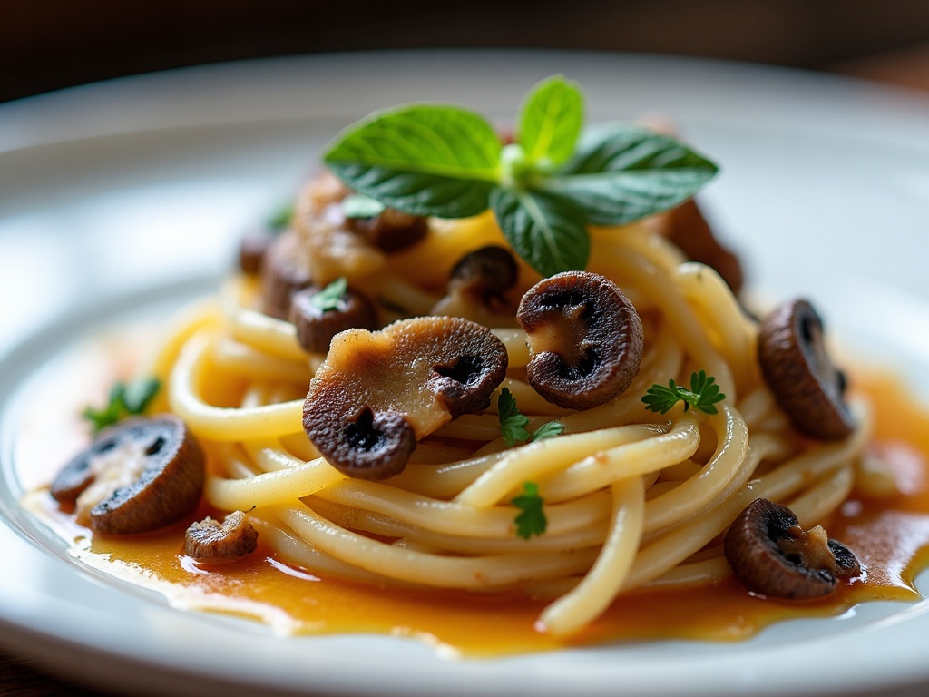 Tagliatelle with wild mushrooms and truffle shavings