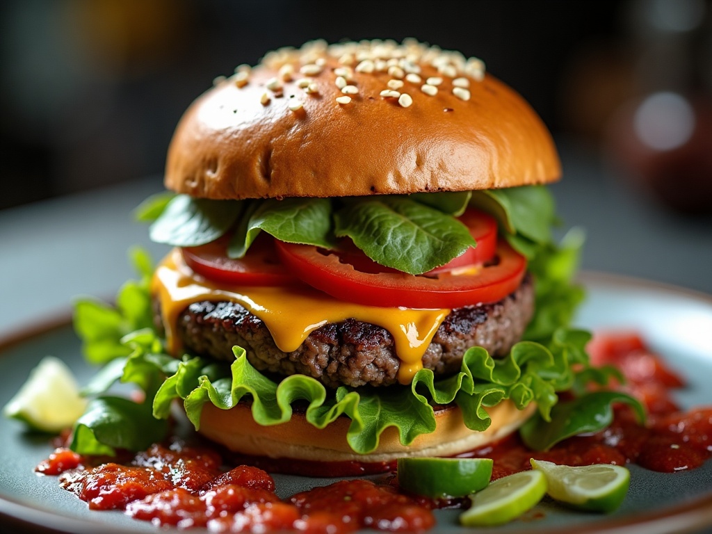 Truffle burger with wagyu patty and truffle shavings