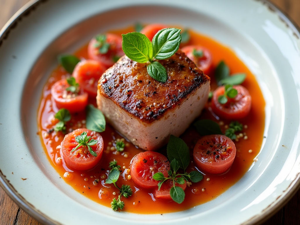 Foie gras being seared in dry pan with deep golden crust