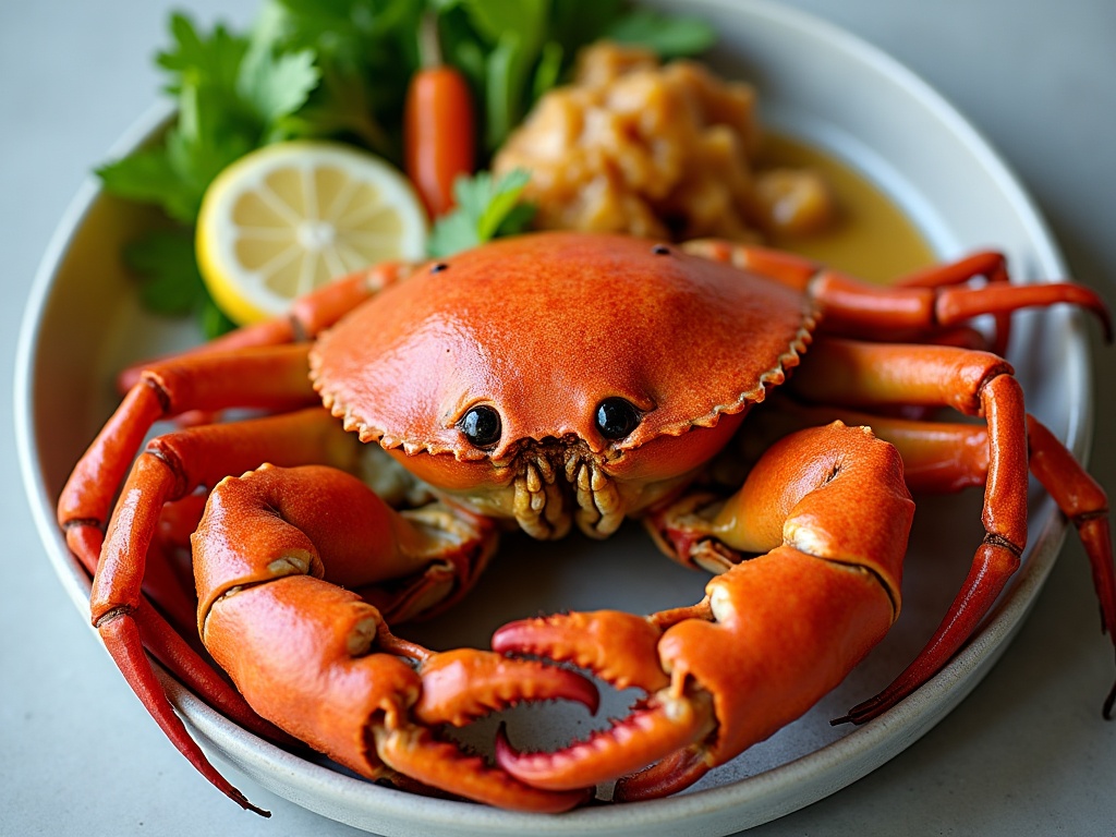 Ramekins of potted crab being filled with butter seal, top-down view
