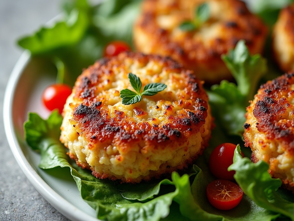 Crab cakes being pan-fried in butter with golden crisp surface