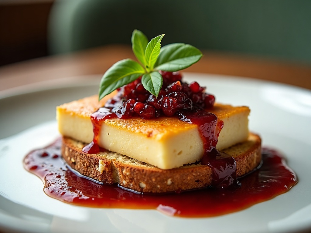 Foie gras on walnut bread toast with fig jam
