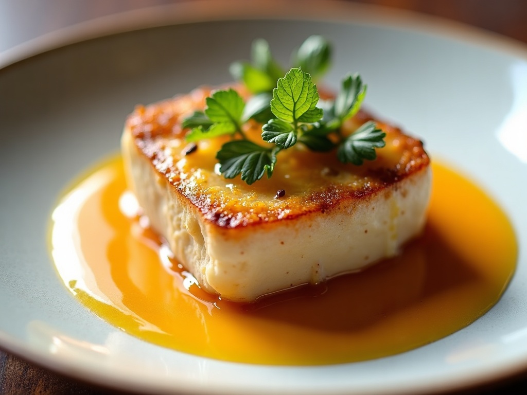 Foie gras terrine slice with Sauternes jelly cubes