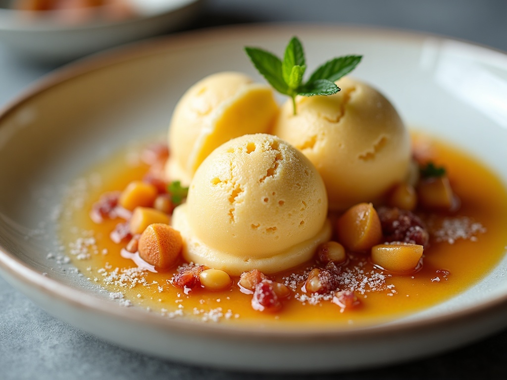 Foie gras ice cream scoop with brioche tuile