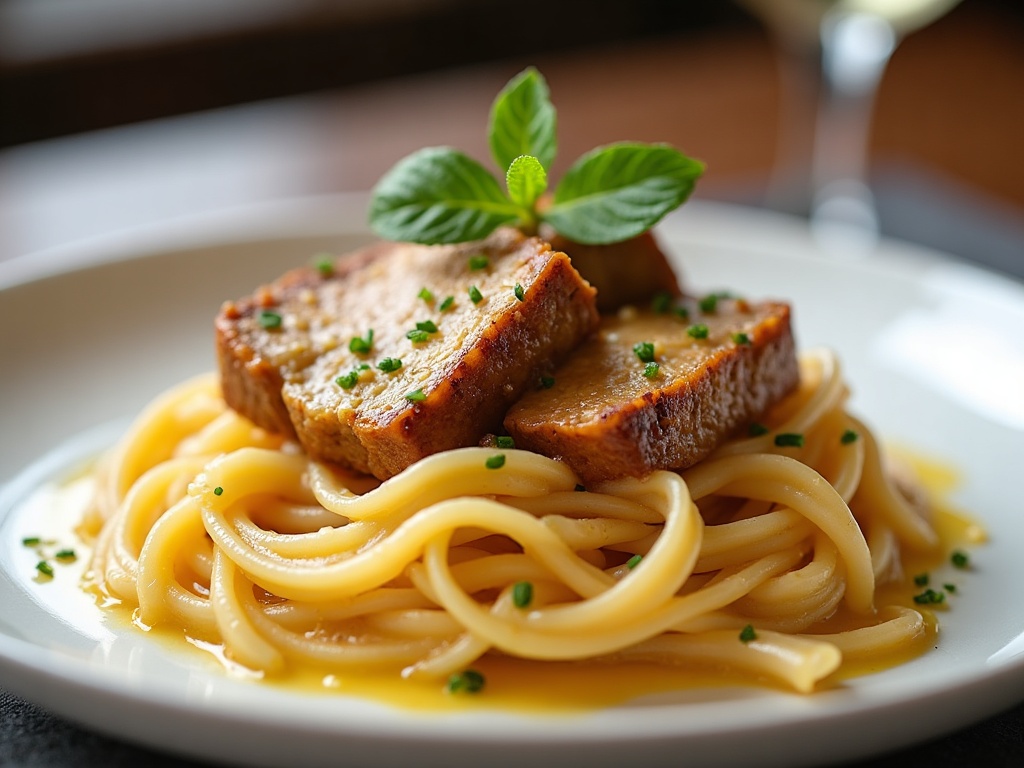 Foie gras pasta with sage and truffle