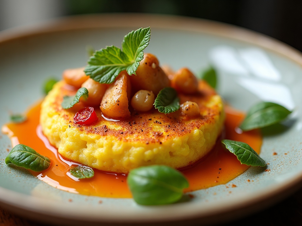 French omelette with crab filling and chives