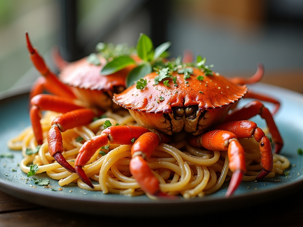 Whole crab on BBQ with herb butter