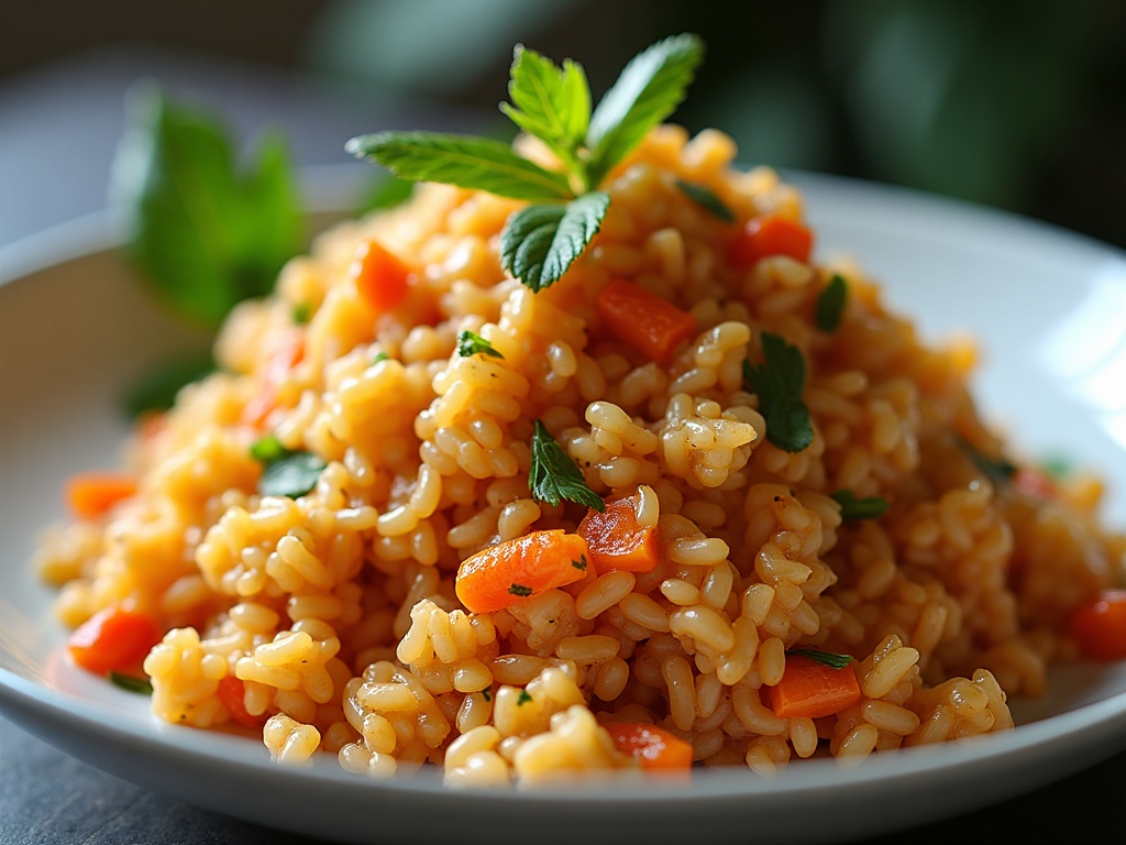 Crab fried rice with spring onions and chilli in white bowl, restaurant style
