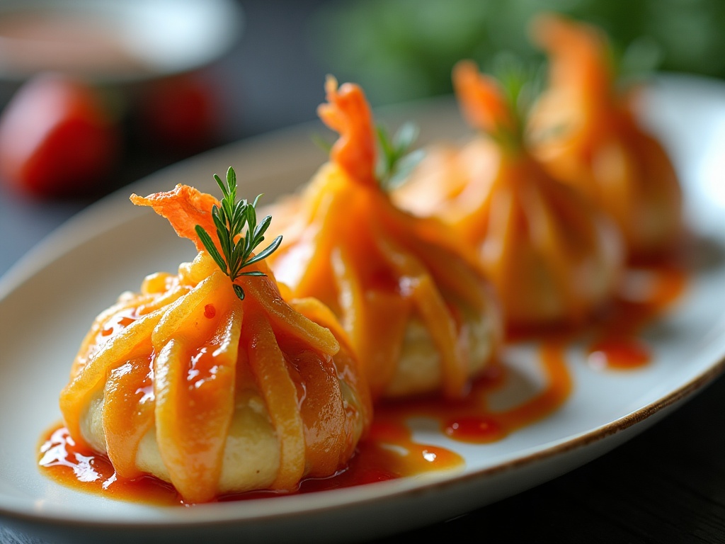 Steamed crab dumplings in bamboo basket with dipping sauce