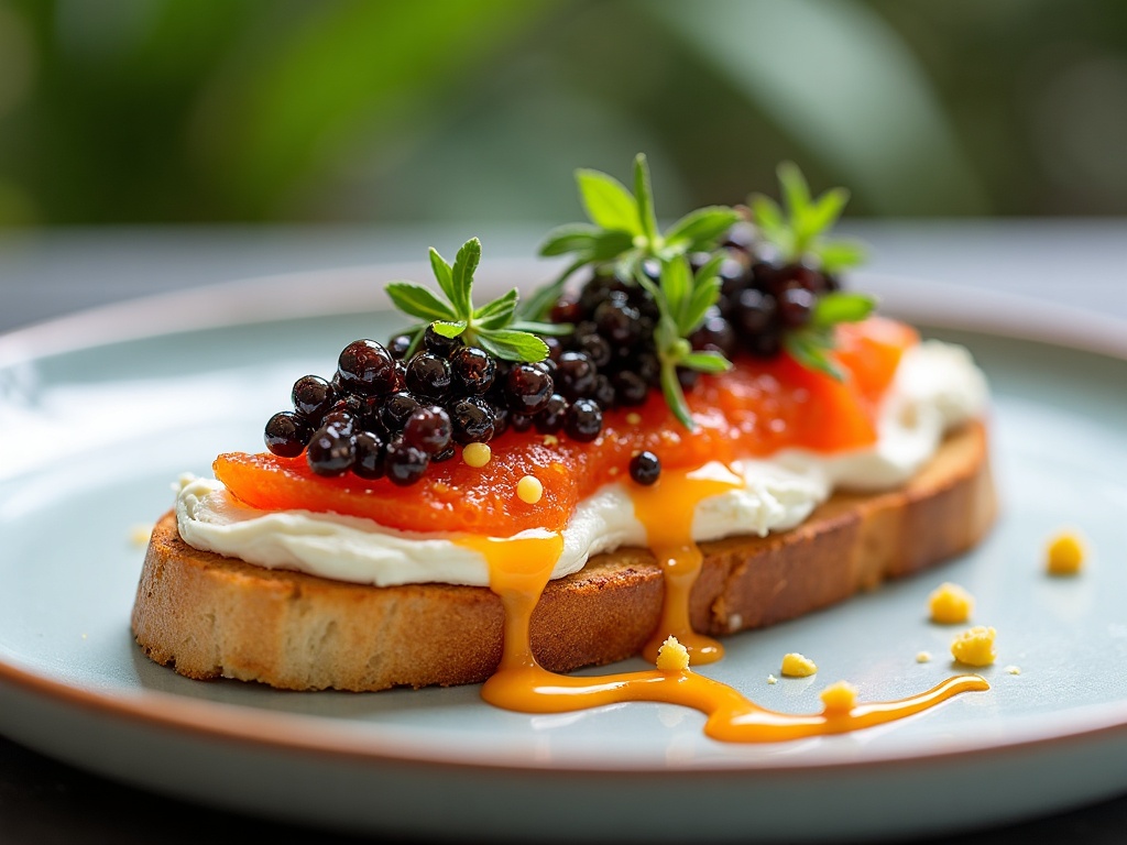 Whipped ricotta toast with caviar, lemon zest and chives