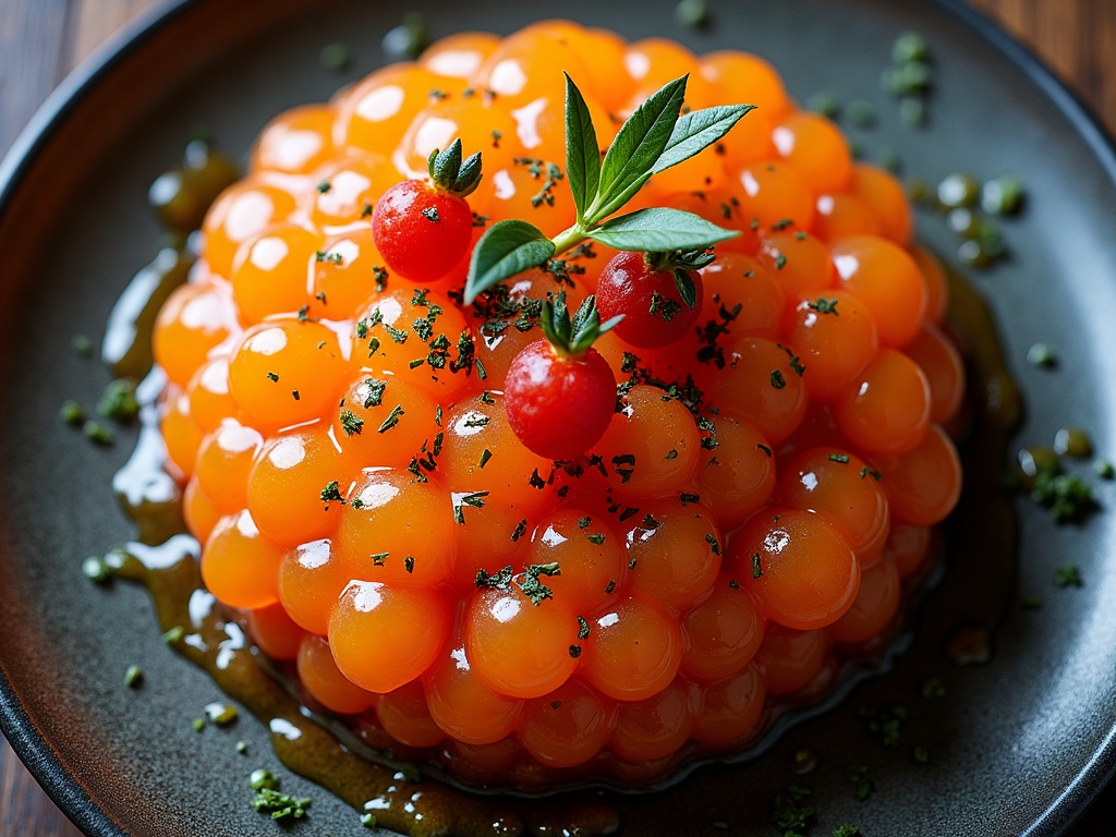 Champagne risotto with caviar in shallow bowls being plated