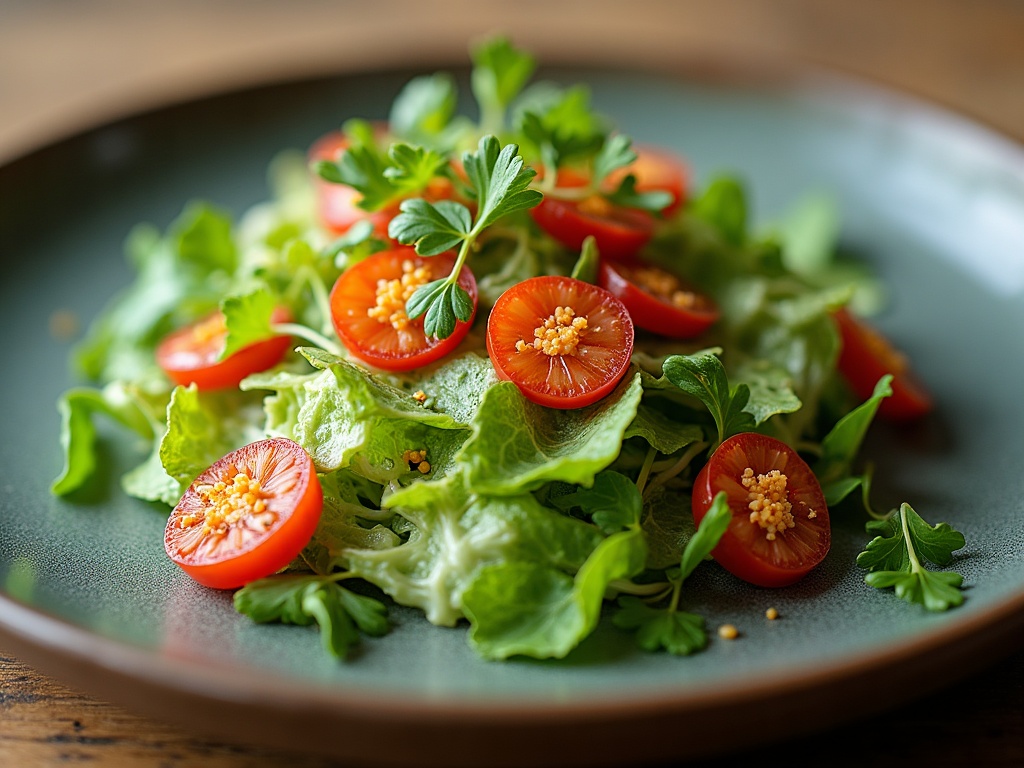 Frisée salad with lardons, poached egg and caviar