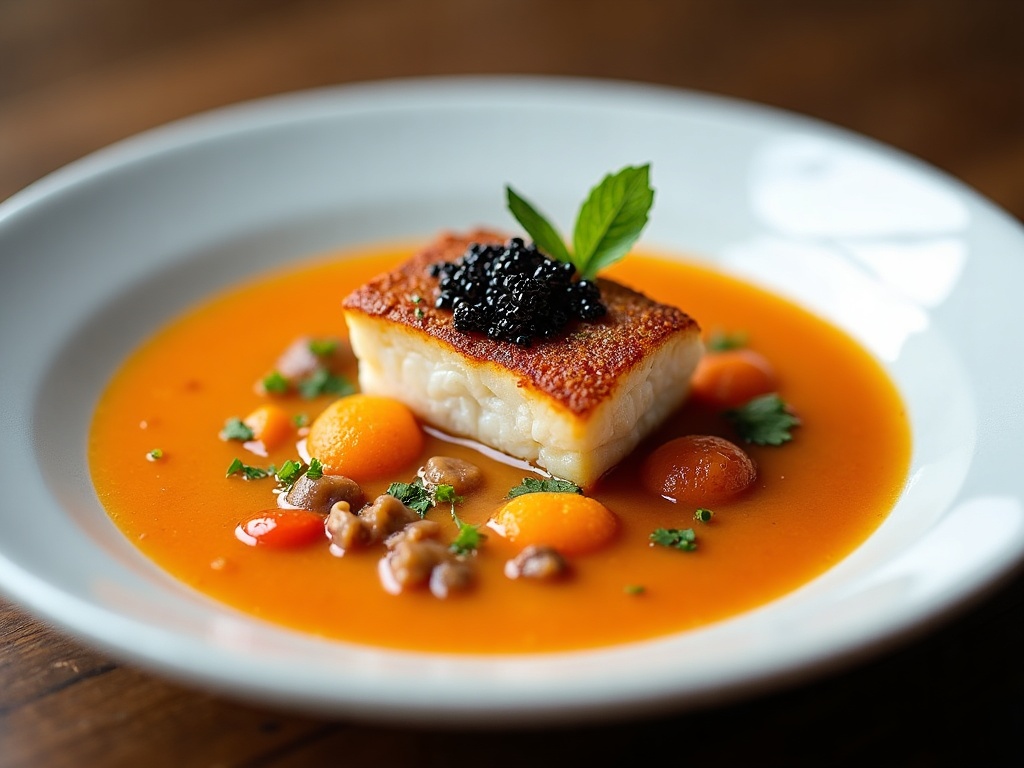Provençal fish soup with caviar and croûtons