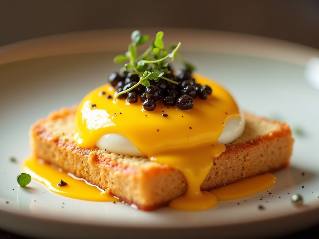 Coddled eggs in glass jars with caviar topping