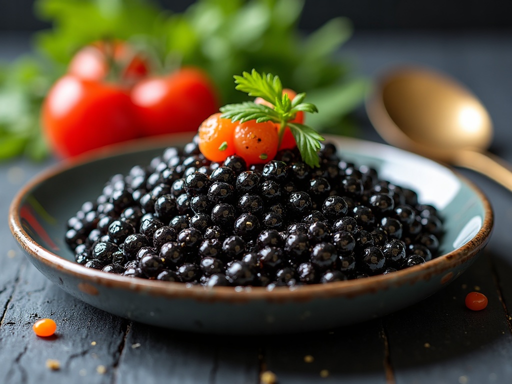 Beleaev Oscietra Royal caviar with grey-golden eggs and a nutty, buttery taste