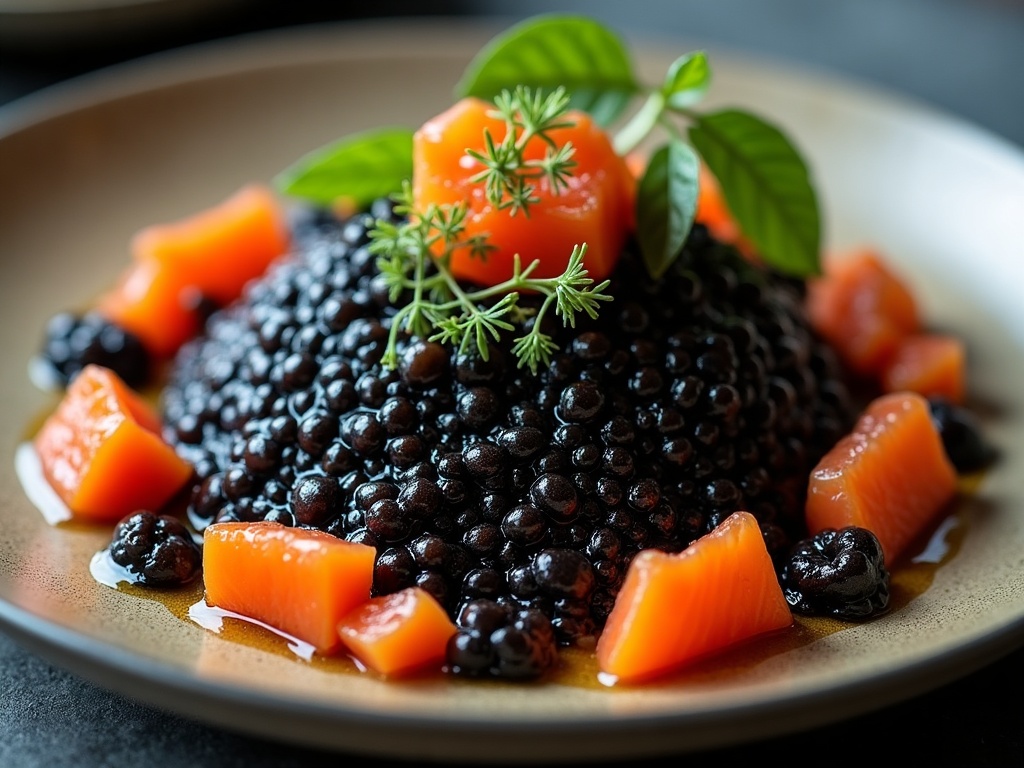 Beleaev Oscietra Royal caviar with grey-golden eggs and a nutty, buttery taste