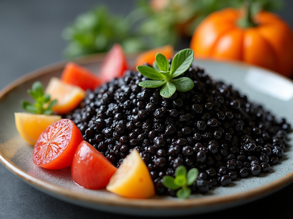 Close-up of pearl-grey Beluga Reserve caviar eggs, briny and buttery