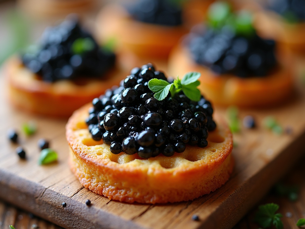 Caviar on kettle chips with sour cream and chives