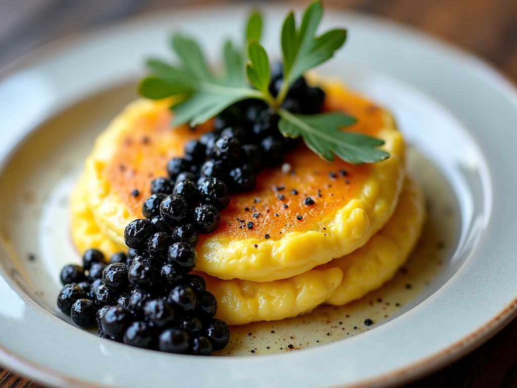 Egg white omelette with caviar and chives