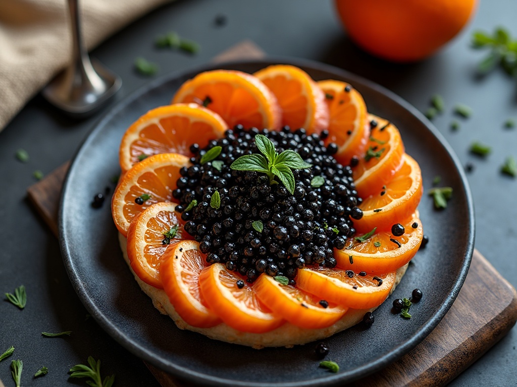 Tin of Royal Baeri caviar with grey medium-sized pearls and a sweet, nutty taste