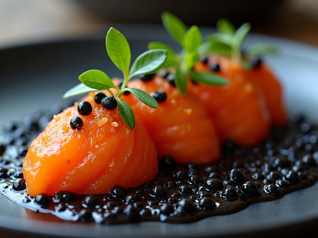 Close-up of pearl-grey Beluga Reserve caviar eggs, briny and buttery